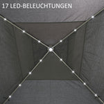 Folding Gazebo 3.3x3.3m Pop-Up LED USB Mesh Side Panels, Grey Oxford Fabric