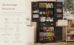 Storage Cabinet 182cm 4 Doors 1 Drawer Adjustable Shelves - Black