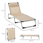 Garden Lounger 5-Way Adjustable Foldable Ergonomic, Aluminum Mesh Fabric Beige