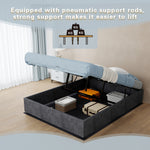 Bed Frame 140x200cm with Gas Lift & Mattress, Grey Dutch Velvet
