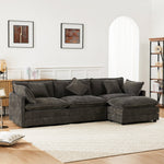 L-Shaped Corner Sofa with Footrest, 3-Seater Upholstered, Chenille Fabric