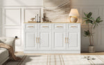 Sideboard Buffet Storage Cabinet 140cm 4 Drawers 4 Barn Doors White Wood