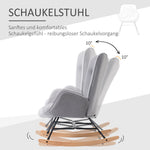 Rocking Chair, Ergonomic Swing, Nursing, Velvet Look, Light Grey