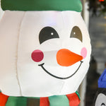 Inflatable Snowman with 3 Penguins, LED Lighting, Polyester