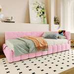 Daybed with LED Light, Hydraulic Storage and USB Charging, Pink Imitation Fleece
