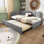 Upholstered Daybed Sofa Bed 90x200cm Pull-Out Slatted Frame, Velvet Grey