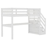 Loft Bed 90x200 Storage Drawers Under-Bed Desk - White