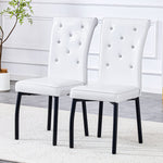 Set of 2 Dining Seats Soft Retro Crocodile Pattern Crystal Clasps White and Black Faux Leather