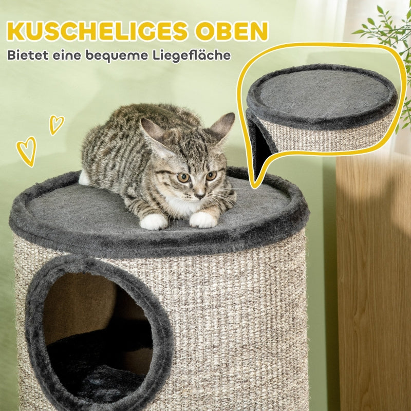 Cat Scratching Barrel, 3-Tier Sisal Rope Surface, Grey
