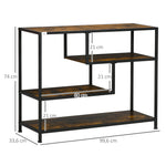 Side Table Narrow 4 Levels Anti-Tip Industrial Design Black Steel
