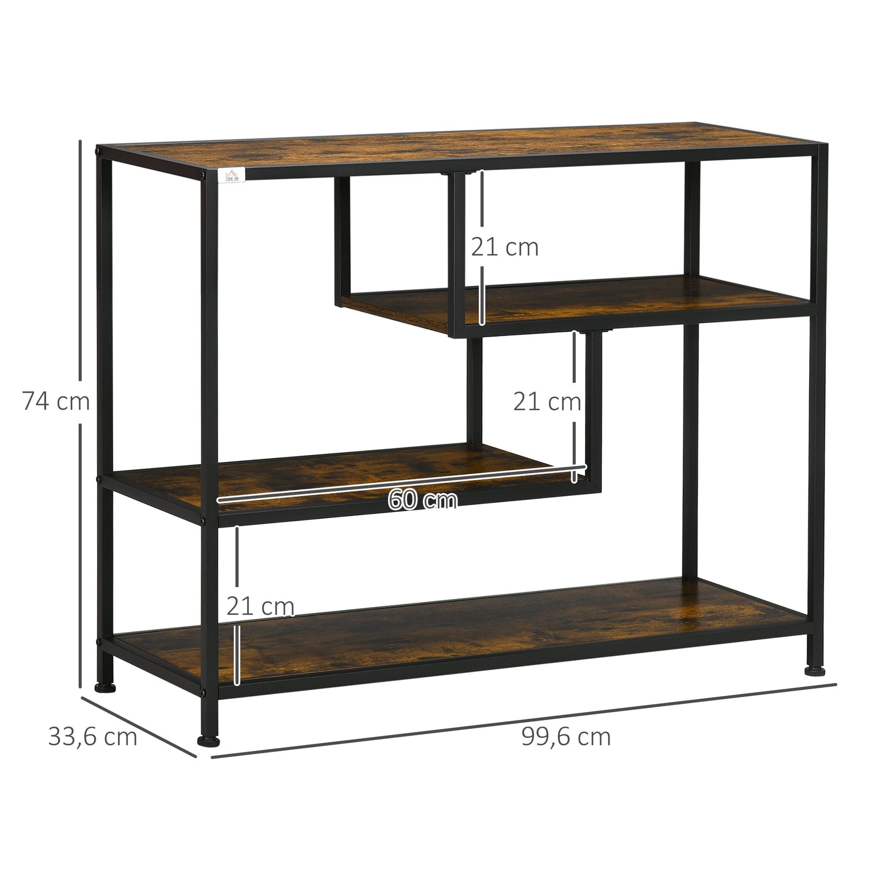 Side Table Narrow 4 Levels Anti-Tip Industrial Design Black Steel