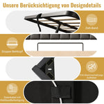 Upholstered Double Bed with Hydraulic Storage, LED Lighting and Charging Station, 140x190cm, Grey Linen