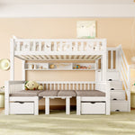 Multifunctional Loft Bed, 90x200cm 2-in-1 Bed & Desk Storage Ladder, White