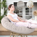 Papasan Chair, 360° Rotatable Wicker, Light Gray