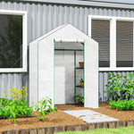 Greenhouse, Roll-Up Door, Window, Shelves, 143x74x190cm, White