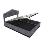 Modern Soft Bed 140x200cm with Mattress & Storage - Gray