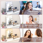 Hollywood Mirror, 12 LEDs, 3 Light Colors, USB Charging, White