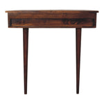 Solid Wood Console, Backless Mounted 1 Drawer, Dark Brown