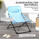 Folding Chair Adjustable Backrest Camping Pillow Mesh Blue