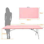 Folding Table 243.9cm Heavy Duty Portable Pink
