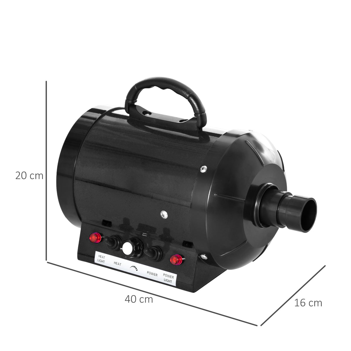 Dog Hair Dryer, Professional Whisper 2800W, Metal Black