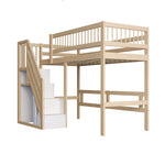 Solid Wood Bed 90x200 with Storage Stairs - Wood Color
