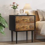 Retro Industrial Bedside Table 2 Drawers 51x38x66cm Vintage Brown
