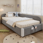 Hydraulic Bed, Storage Space, Raised Soft Fence, Velvet + Plywood, Grey