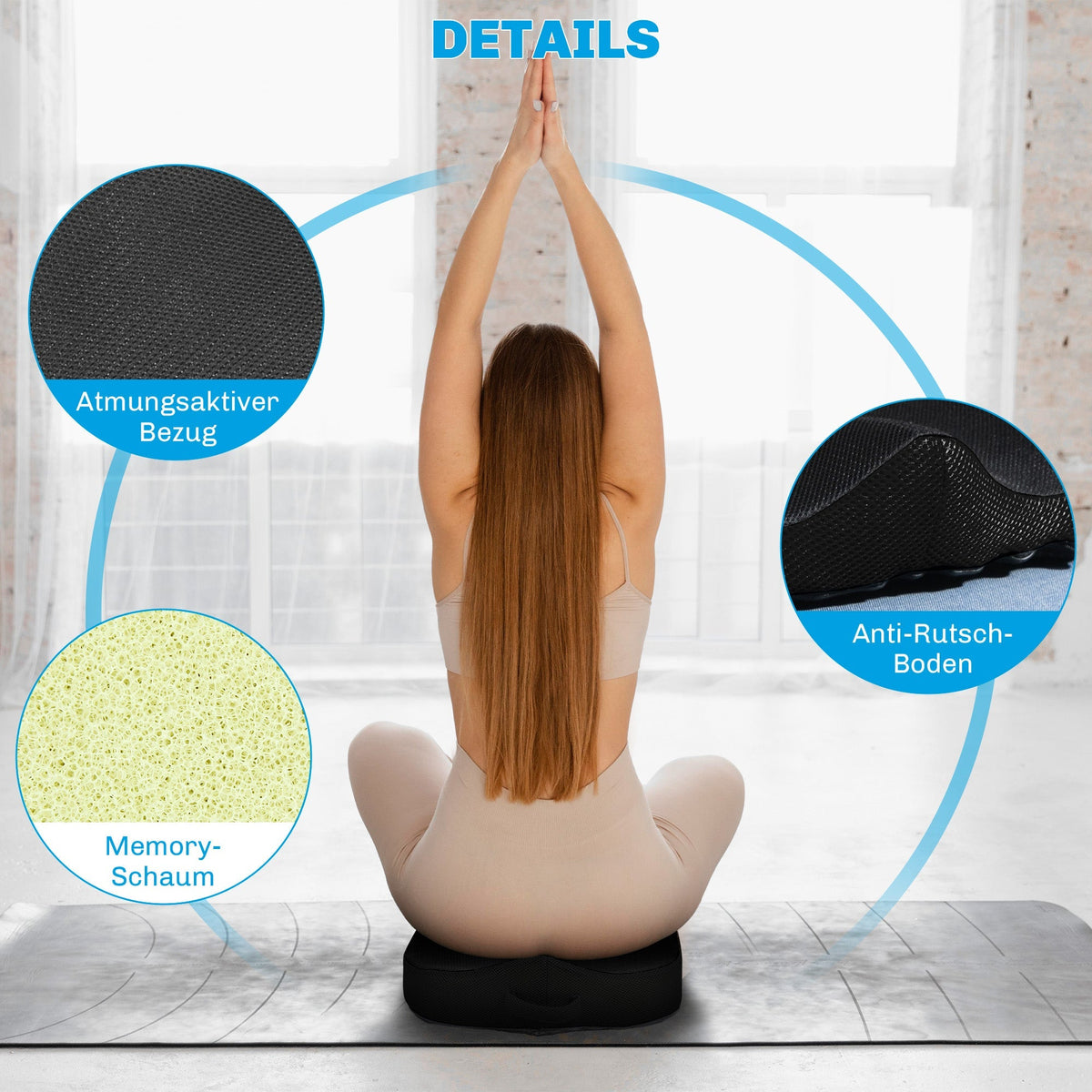 Orthopedic Seat Cushion, Memory Foam Coccyx Sciatica Back Pain Relief, Black