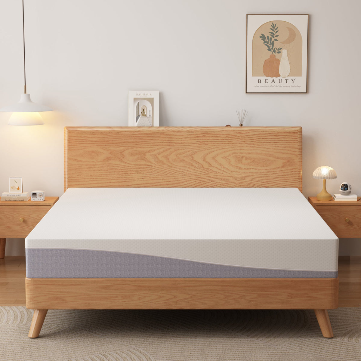 Foam Mattress, 180x200cm Medium Firmness 20cm High Oeko-TEX, Gray and White