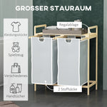 Laundry Basket with 2 Removable Bags, Bamboo Cream