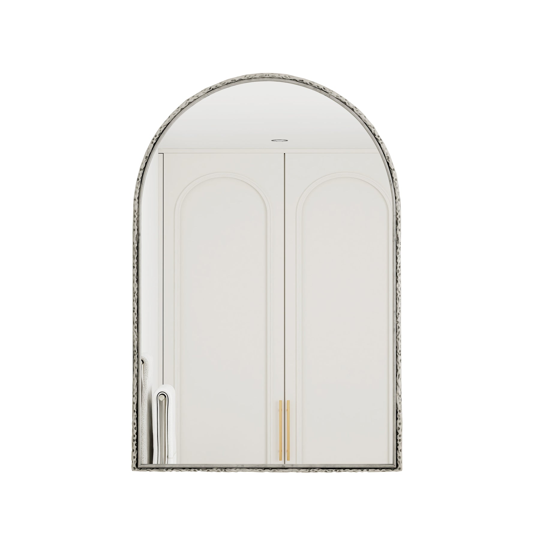 Arched Mirror, Wall/Vanity Decor for Bathroom/Living Room, Silver
