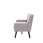 2-Seater Linen Bench with Button Tufting and Solid Wood Legs, Natural Linen