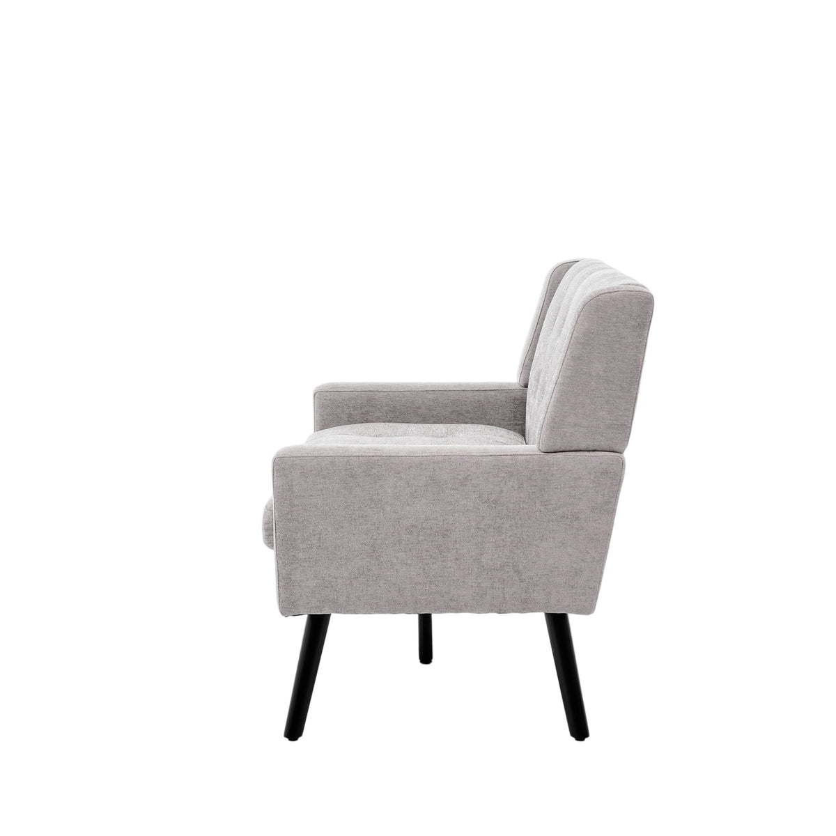 2-Seater Linen Bench with Button Tufting and Solid Wood Legs, Natural Linen