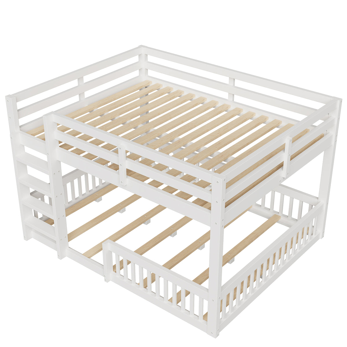 Bunk Bed 160x200 cm with Safety Guard Railings, White