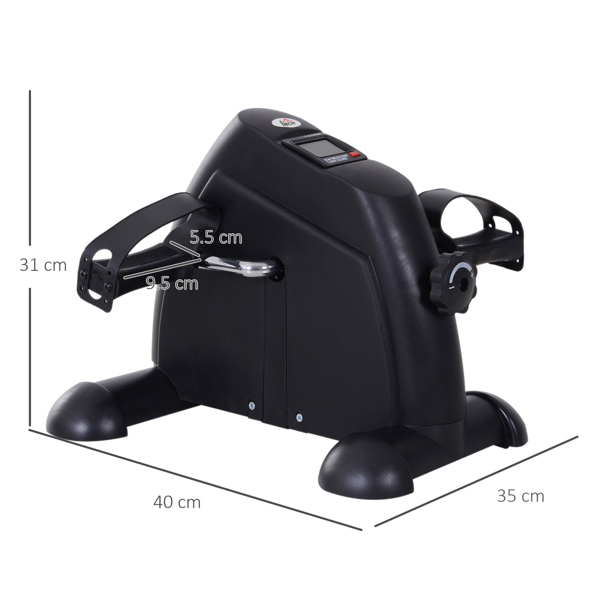 Mini Bike Pedal Trainer Exercise Bike with LCD Display, Cast Iron, Black