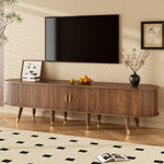 TV Cabinet 175cm Rattan Sliding Door Storage, Walnut Look/Natural Design