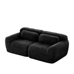 2-Seater Sofa Modular Frameless Plush Fabric with Cushions - Black