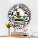 Wall Mirror, Round Crystal Accent 34 inch