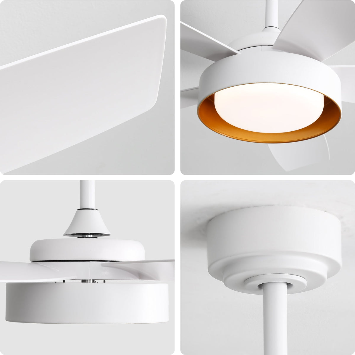 Ceiling Fan 42-Inch 22W LED Light Remote Control Reversible DC Motor White