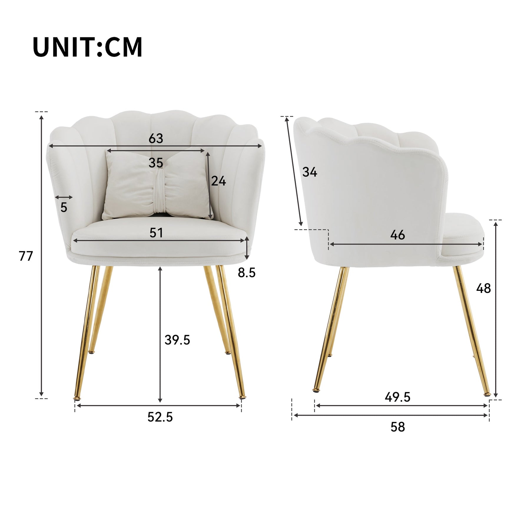 Chairs, Modern Upholstered with Petal Back & Butterfly Cushions, Velvet