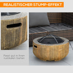 Fire Bowl Fire Pit, Lid & Poker, Tree Stump Design, Steel MgO Brown