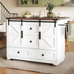 Kitchen Trolley Cart with Folding Table 3 Drawers & 2 Cabinet Doors
