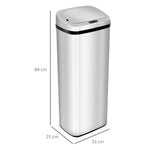 Automatic Trash Can with Sensor, Kitchen Waste Bin, Stainless Steel, Silver (50L)