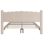 Upholstered Bed 180x200cm with Slatted Frame, Beige Velvet