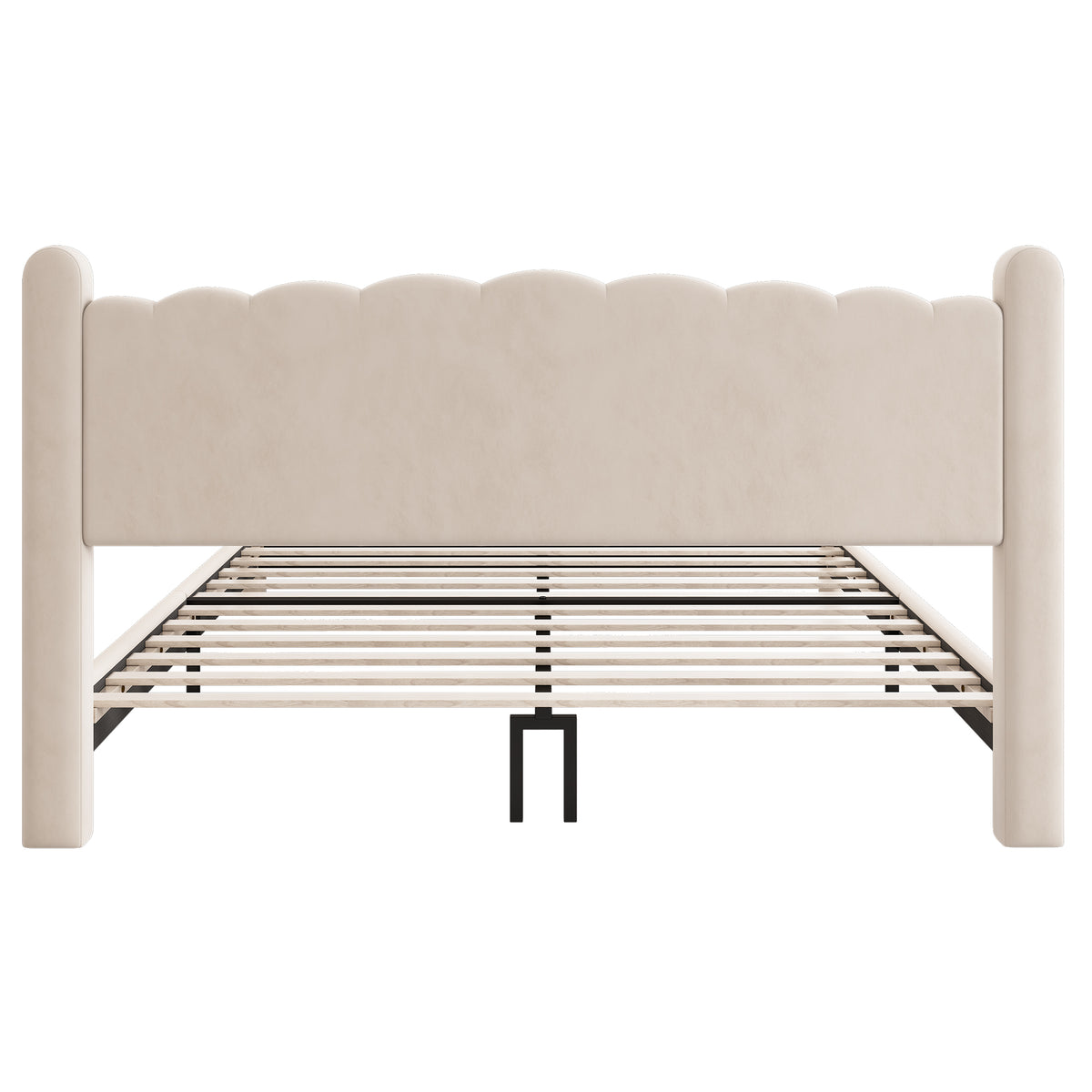 Upholstered Bed 180x200cm with Slatted Frame, Beige Velvet