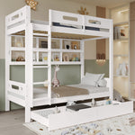 Bunk Bed 90x200 with Drawers & Storage Shelf, White Pine