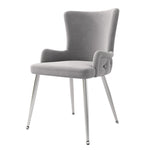 Velvet Dining Chair Set of 6, Luxurious Lounge Chair with Silver Metal Legs, Grey Velvet