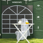 Gazebo Side Panels, 2 Piece with Window, Waterproof, Green Oxford Fabric