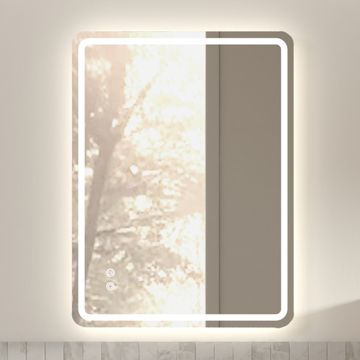 LED Bathroom Mirror 60x80cm Dimmable 3 Light Modes Frameless Glass